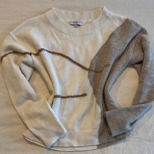 Petite Studio NYC Luxury Women's Merino Wool Sweater in Cream and Brown